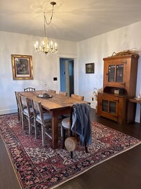 Fabulous long dining room table.