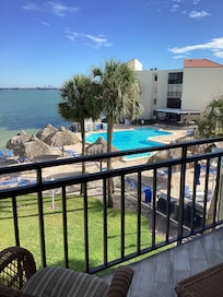 View from balcony of heated pool 84 degrees