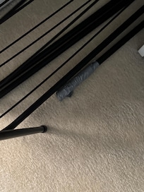 drying rack broken, attempt to fix legs with duct tape - an obvious fail