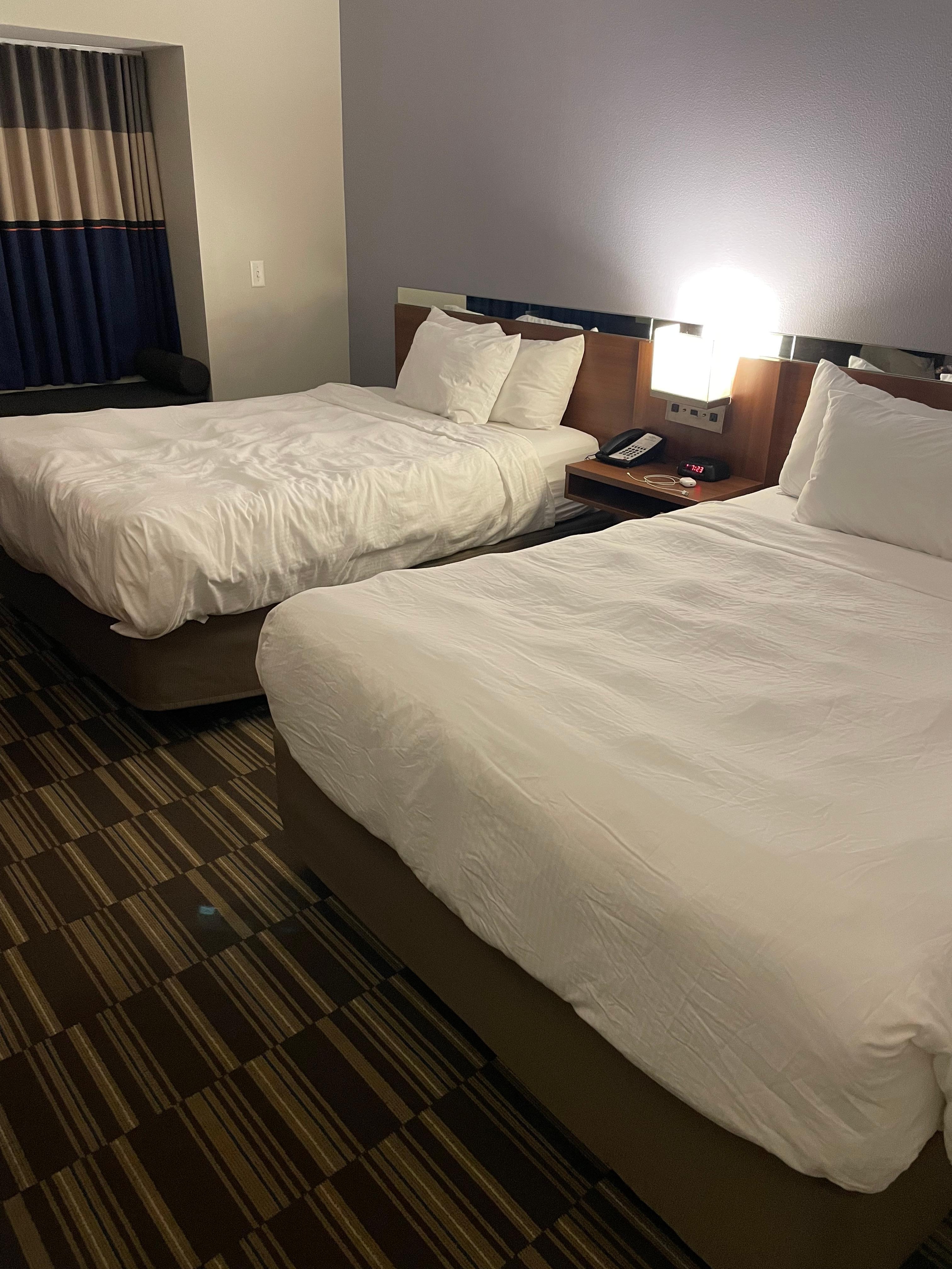 This is what we walked into. Neither of us had sat on the beds at all.