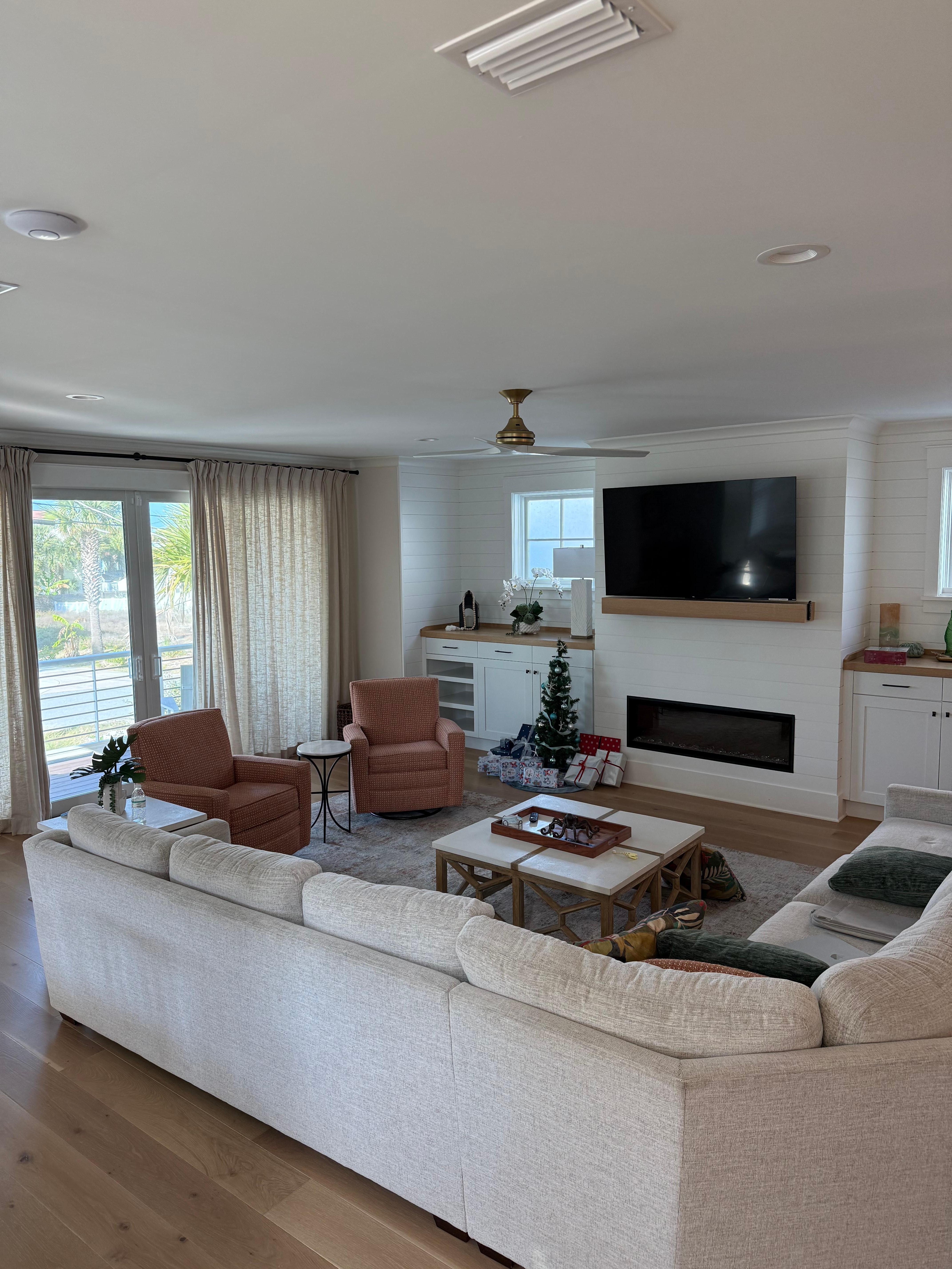 The family room is very spacious . 