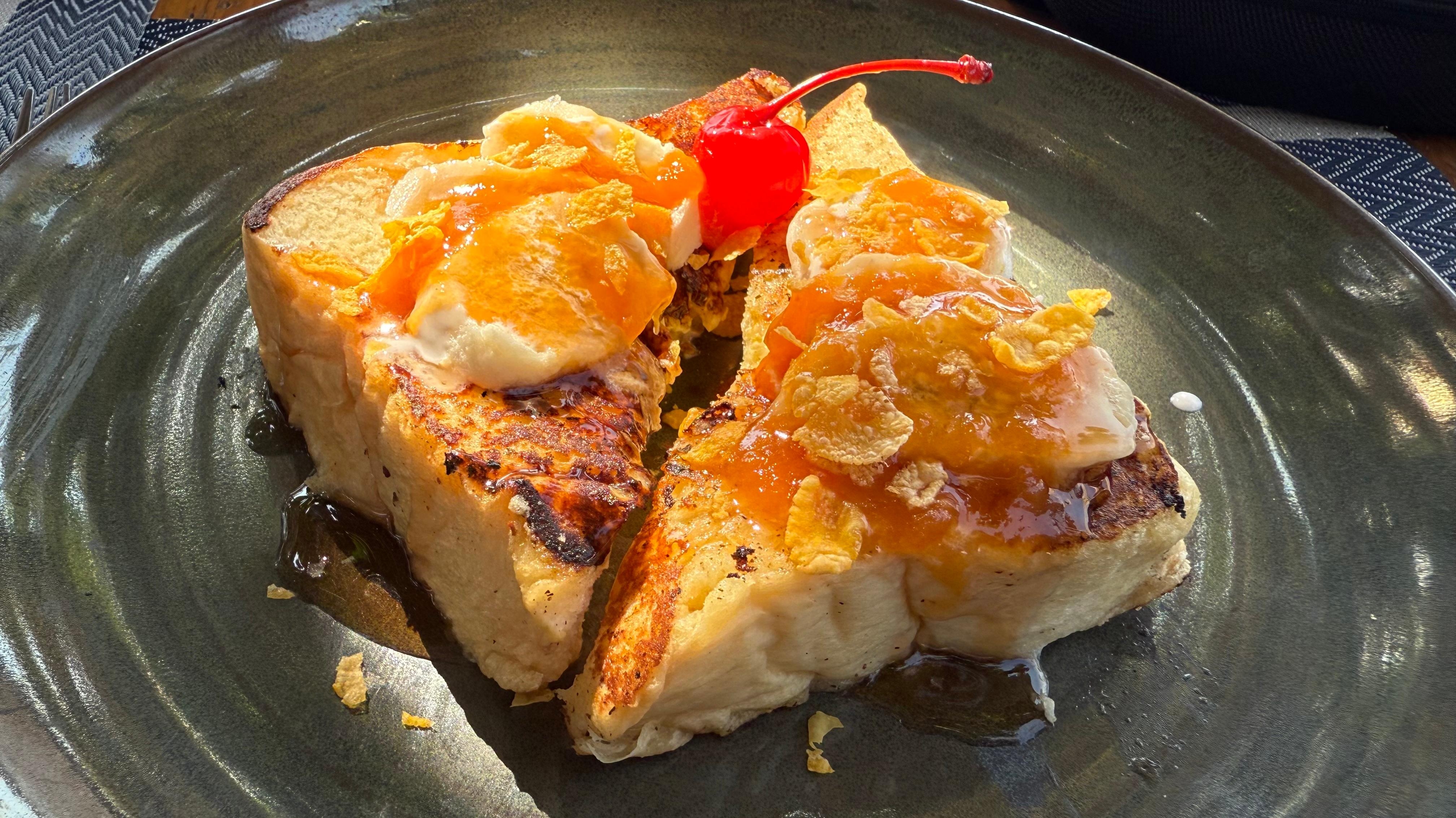 Breakfast, tasty French toast. 