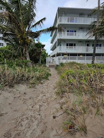 View of building from the beach.