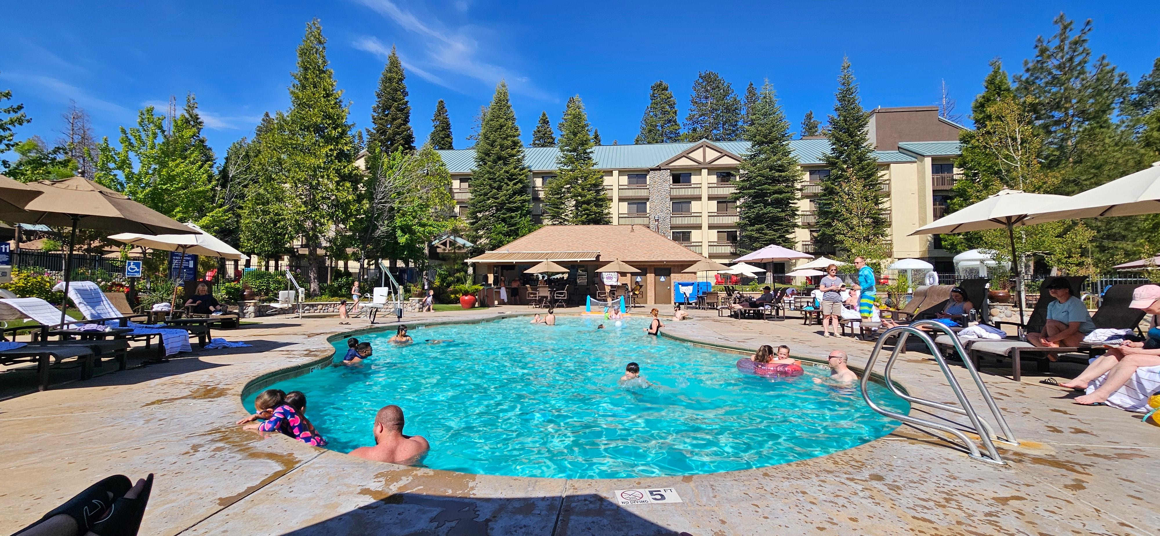 Heated outdoor pool!!! Great for relaxing after walking around the Park. 