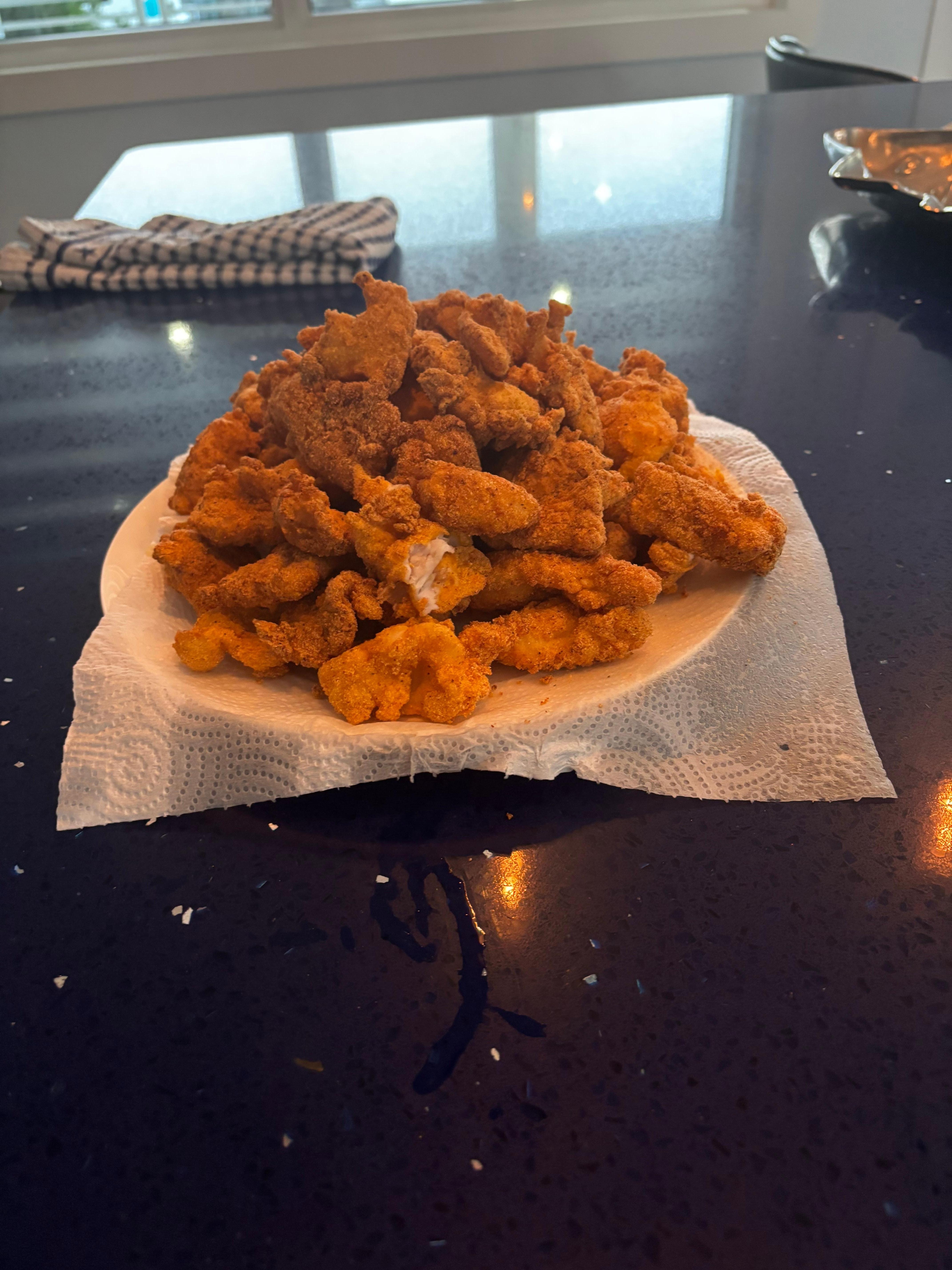 My 13 year old fried up the snapper in the outdoor kitchen.