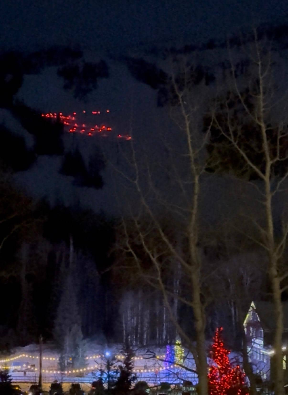 New Year torch show by ski patrol 