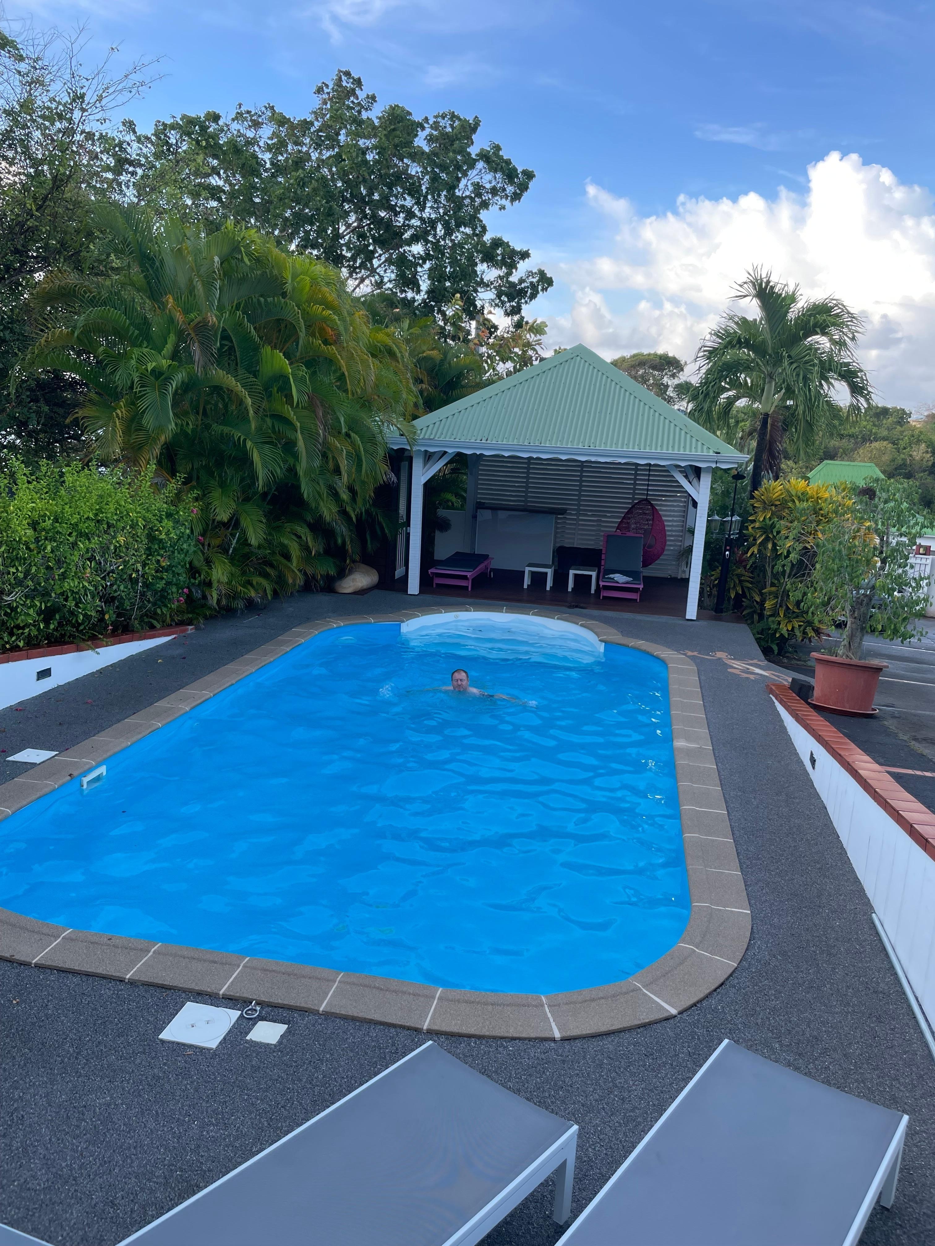 Espace piscine et abri à l’ombre 