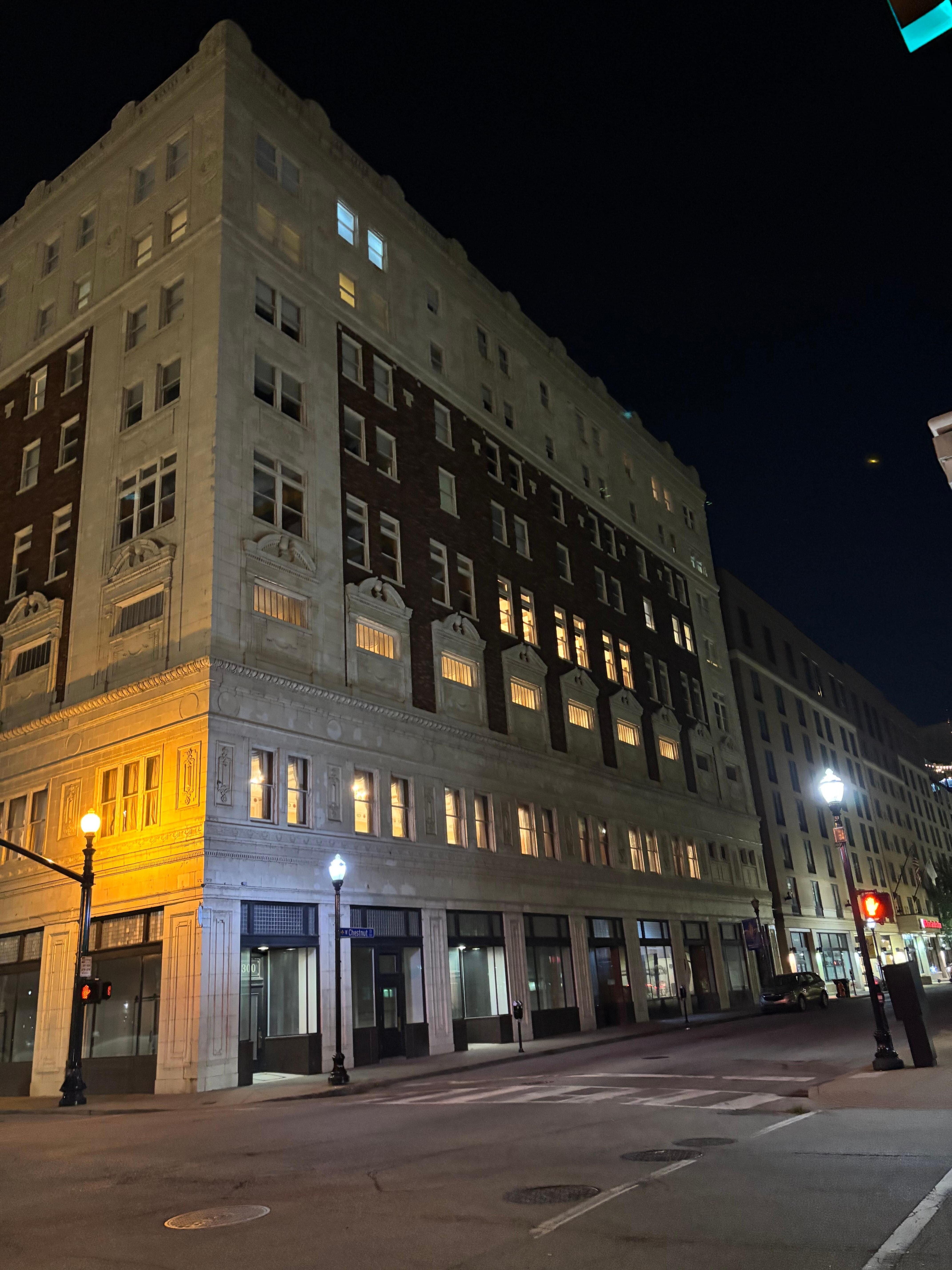 The building at night