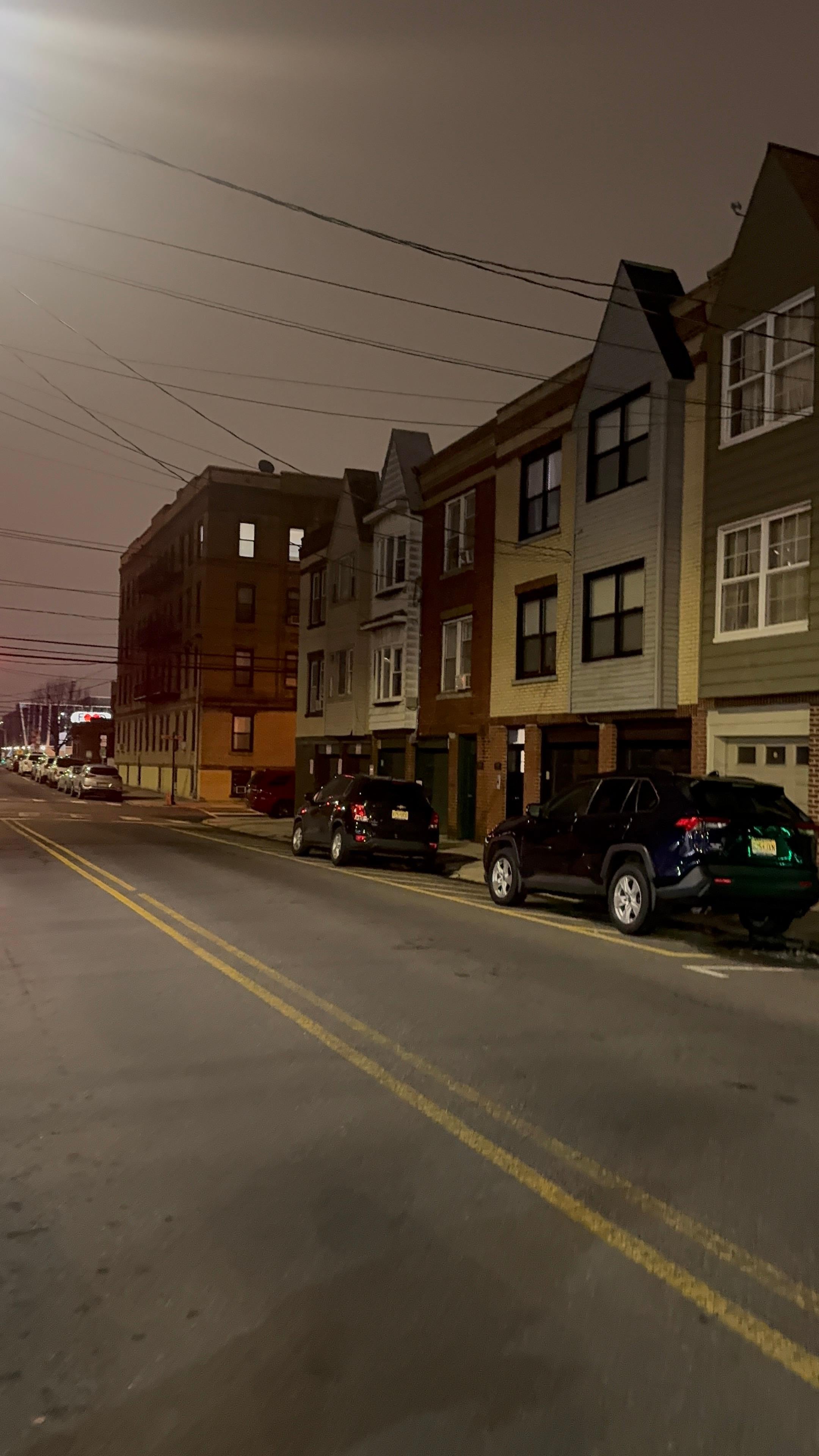 Cold night, felt safe walking the street at midnight to get to Airbnb. 