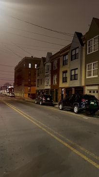 Cold night, felt safe walking the street at midnight to get to Airbnb.