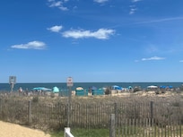 View of beach from pool
