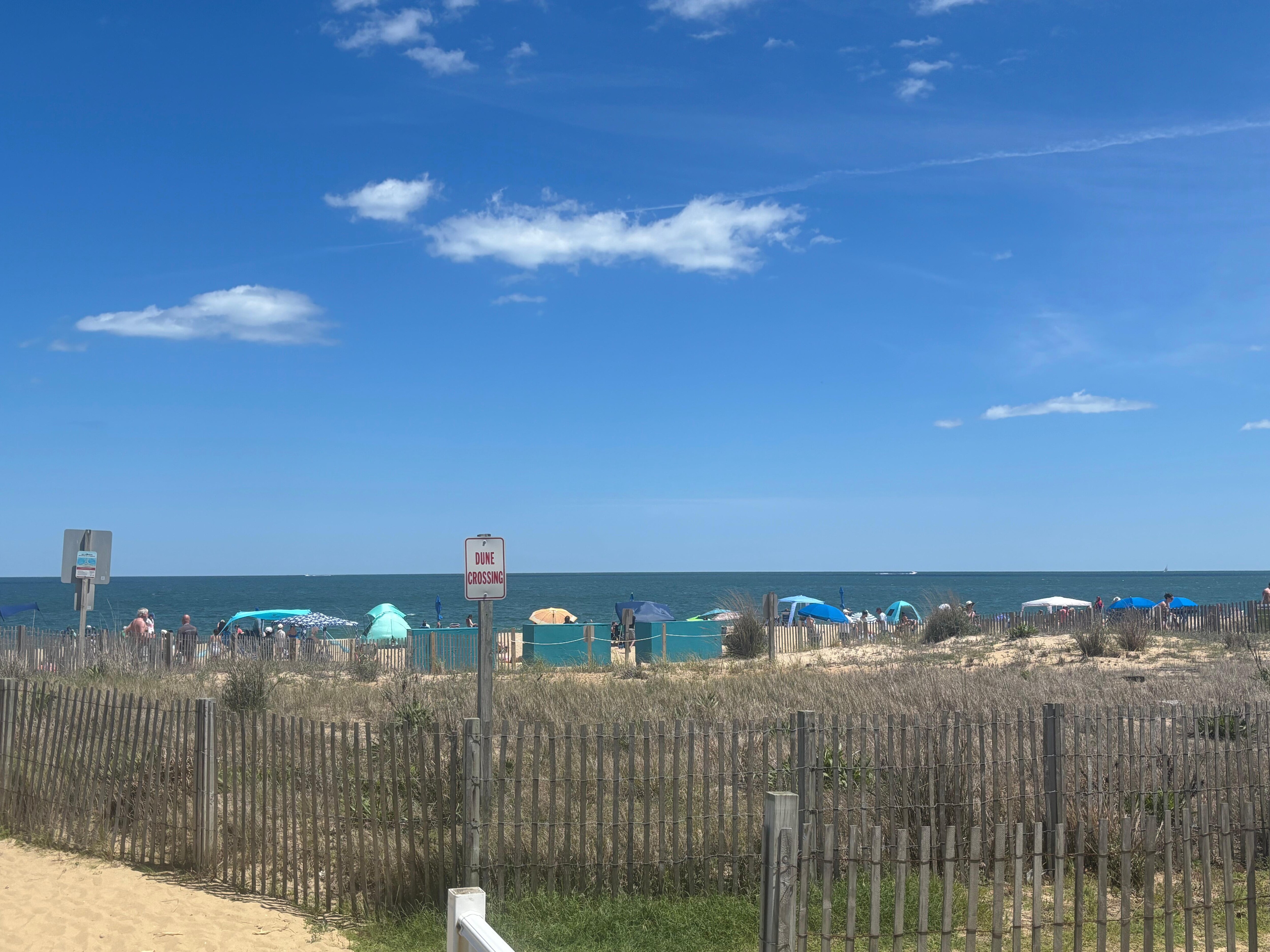 View of beach from pool
