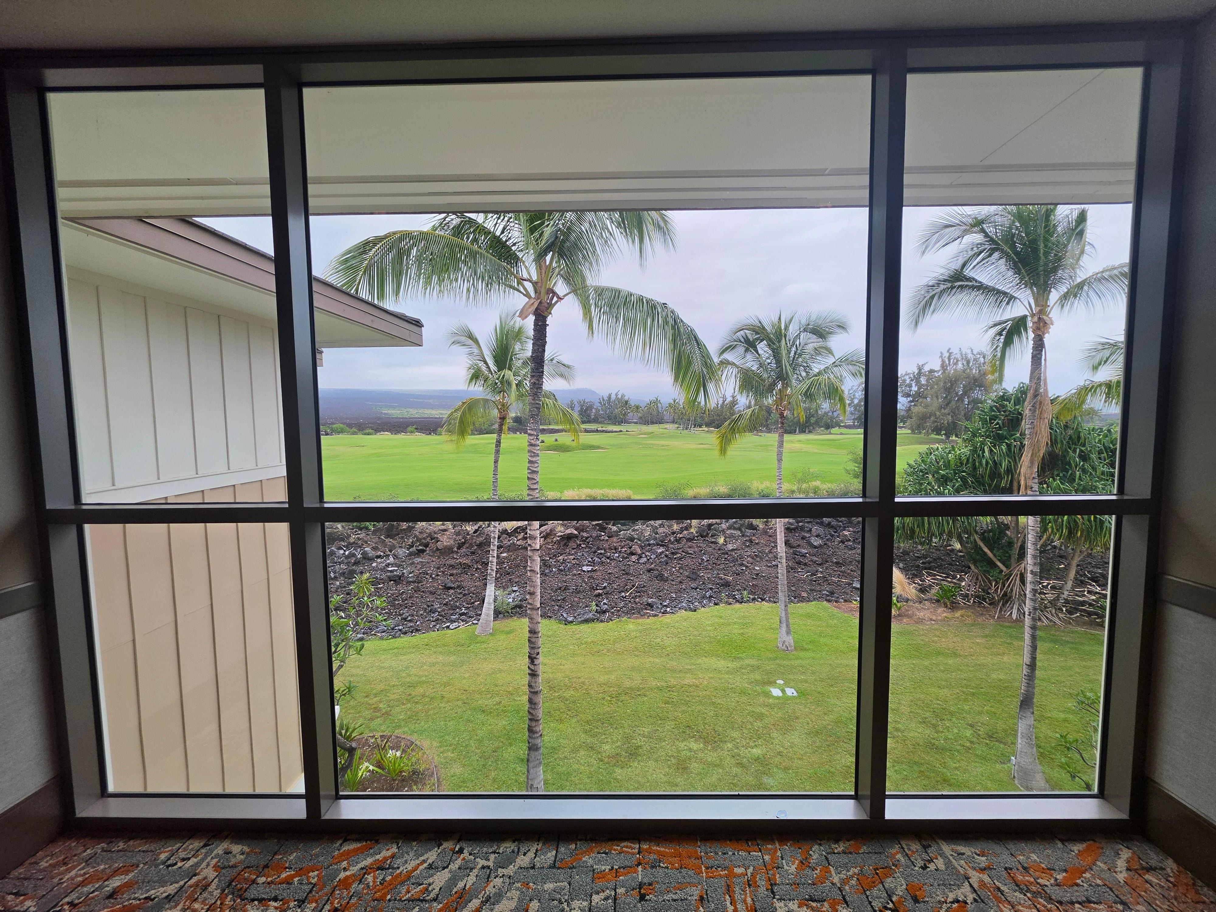 The view of the golf course from the hallway 