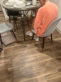 Shot chairs. Tall table.