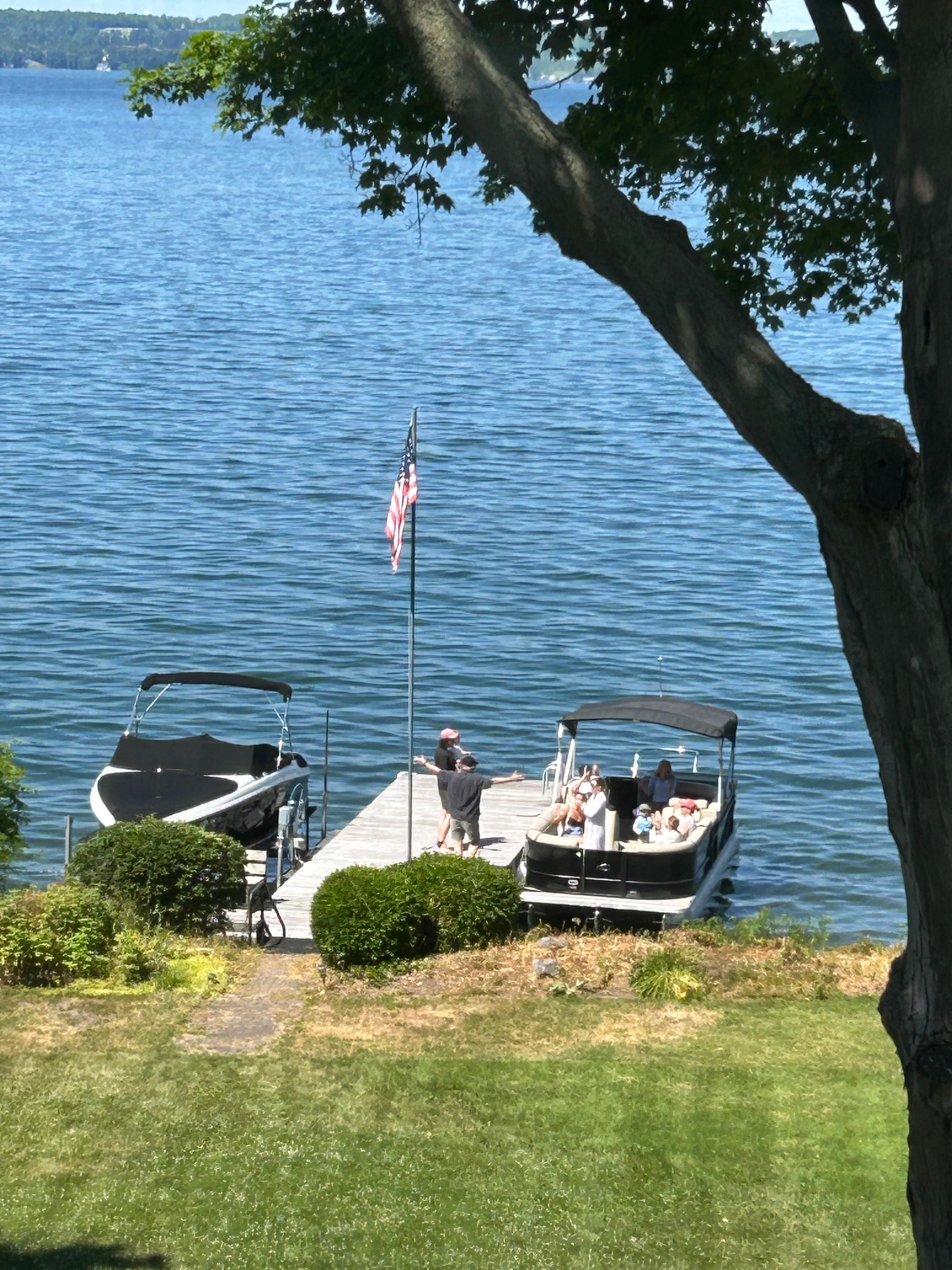 Dock was perfect for boating and watching fireworks.