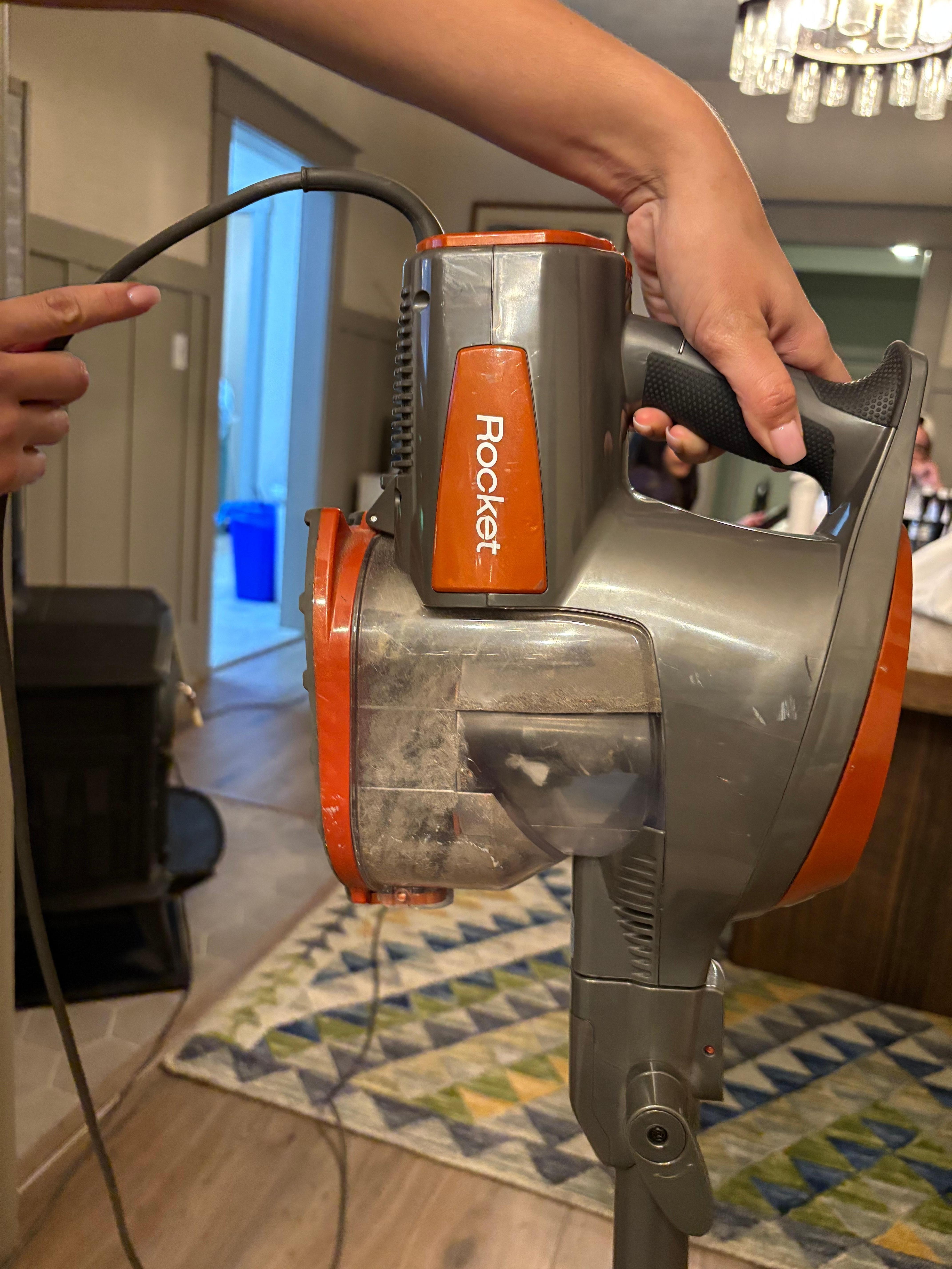 this is what the vacuum looked like after vacuuming the 2 rugs downstairs 