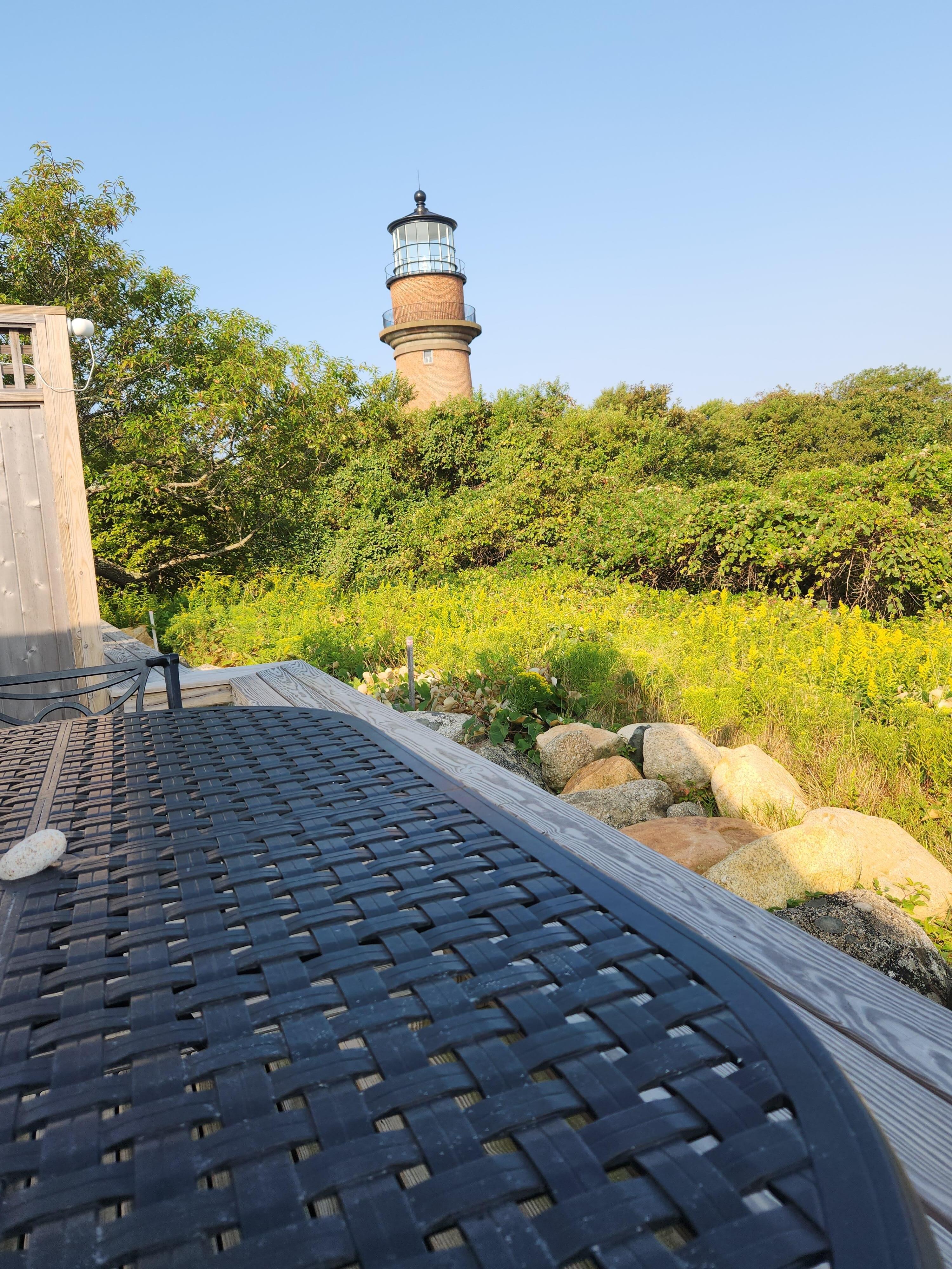 The Gay Head lighthouse from the back porch. 