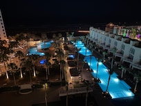 Pool from balcony at night