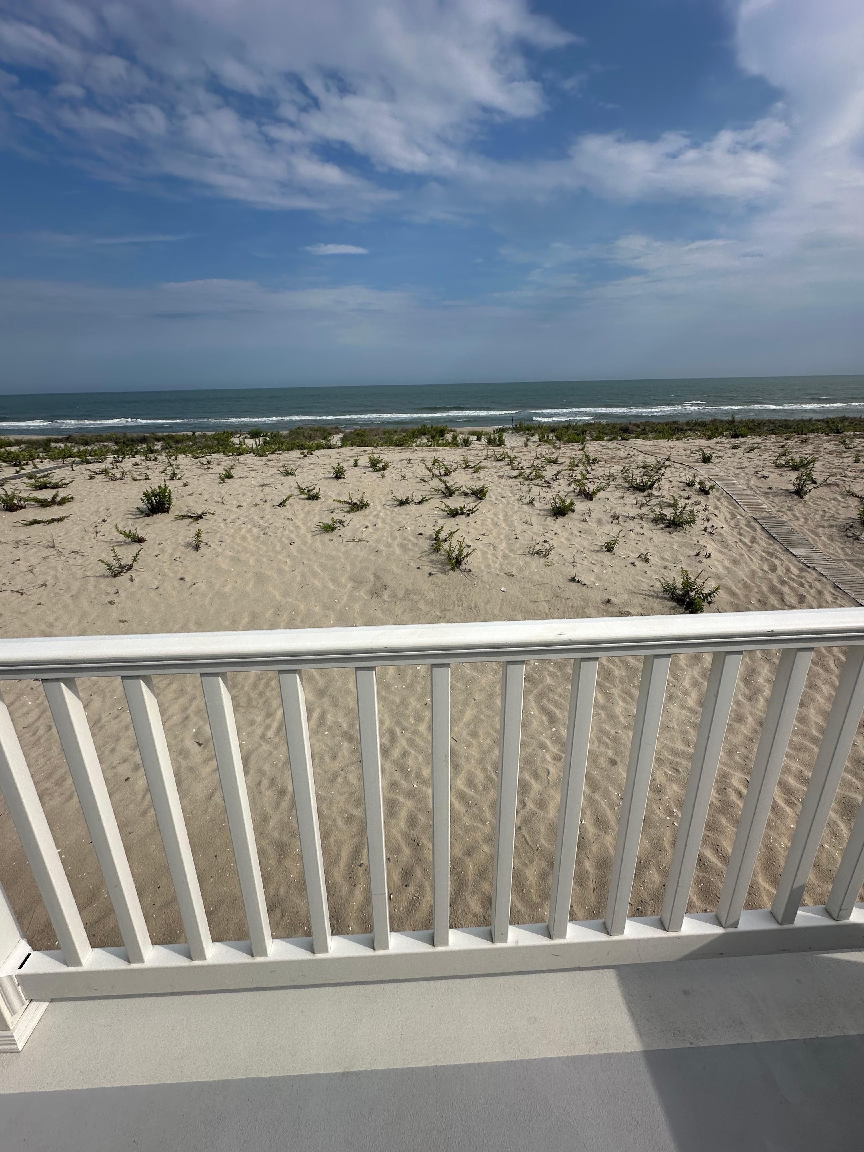 View of beach from deck