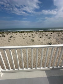 View of beach from deck