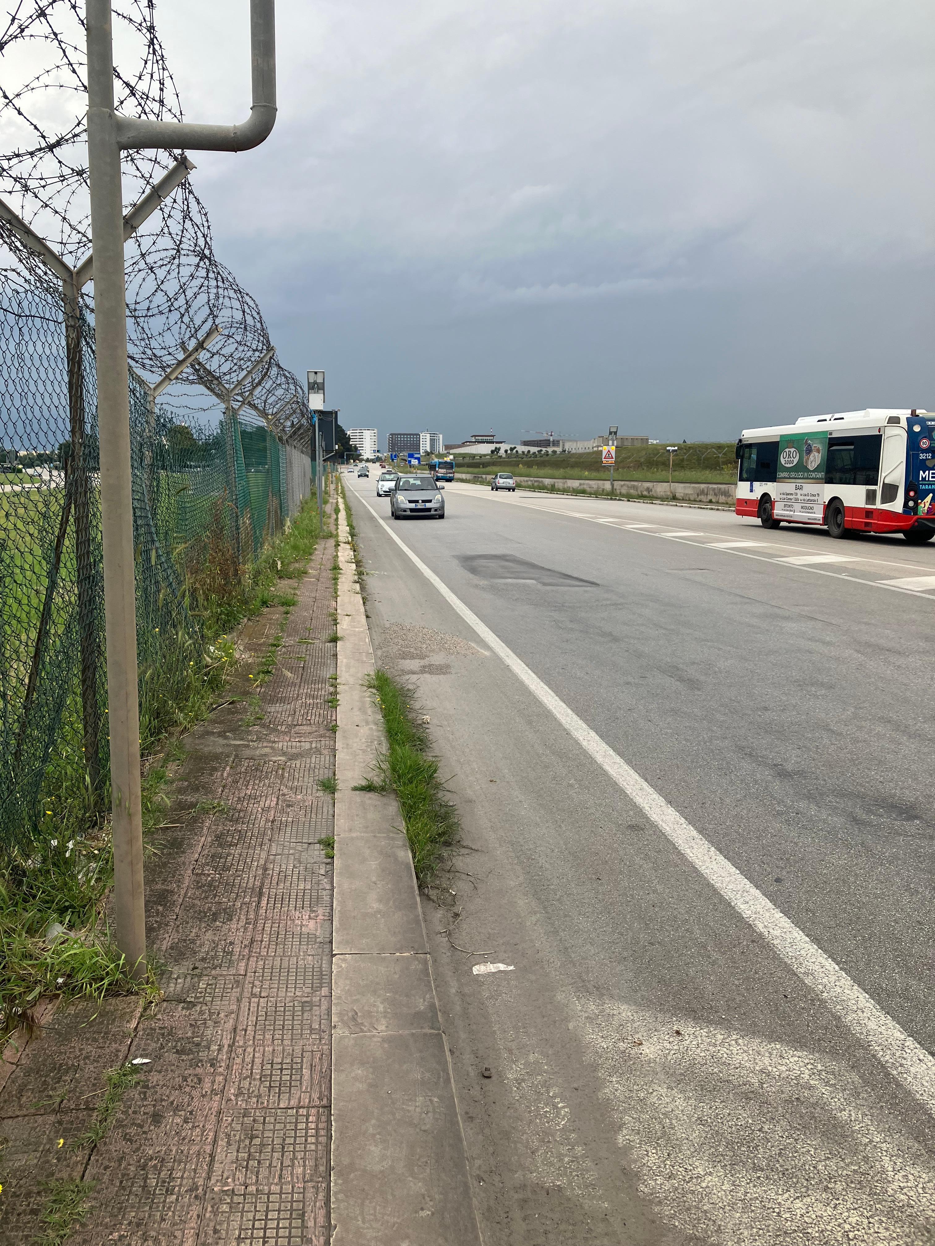 The highway you must walk with your luggage. Be safe!