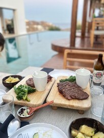 pool-side dinner