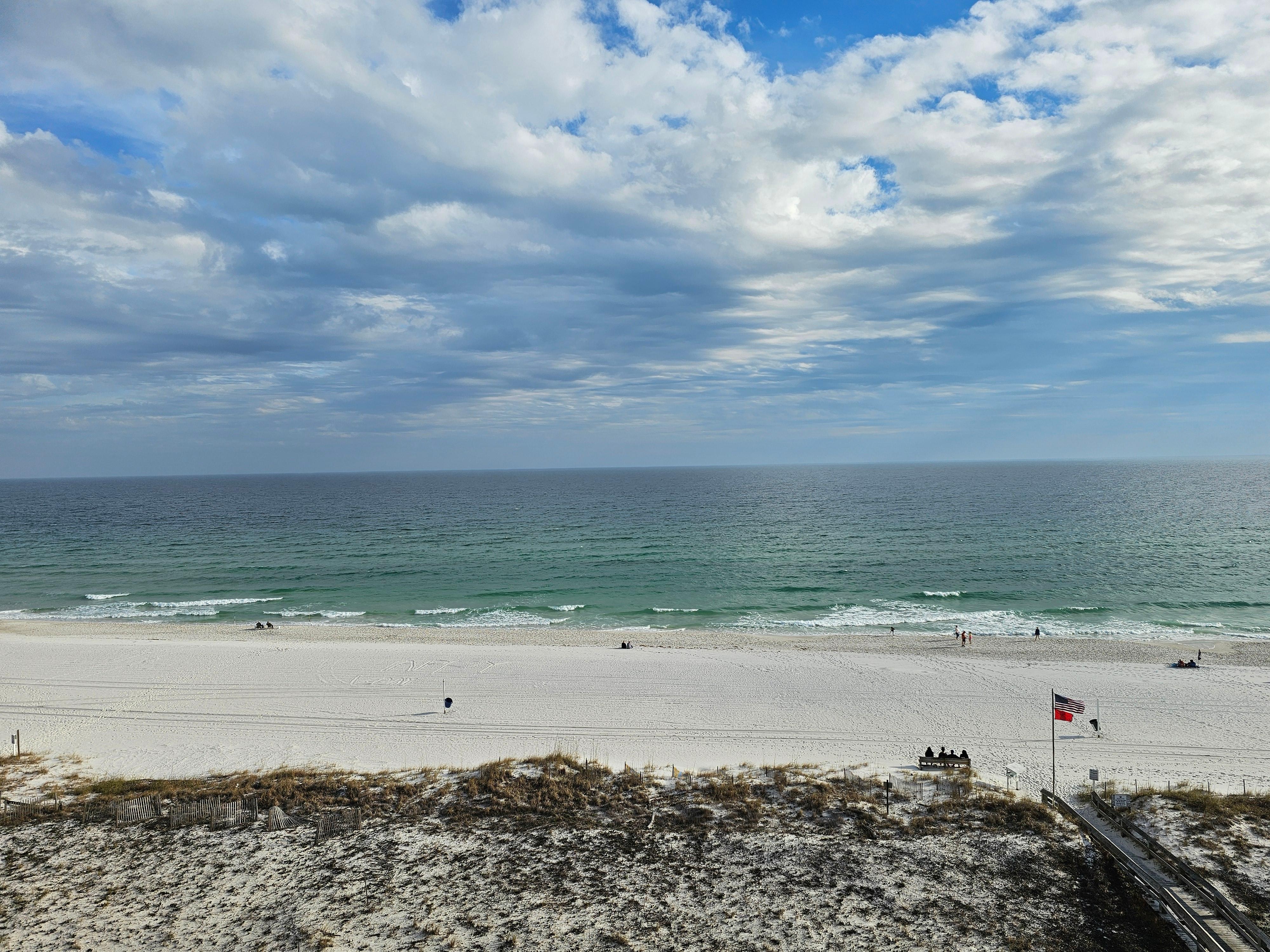 Beach view from balcony. 