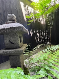Private zen courtyard outside the bathroom