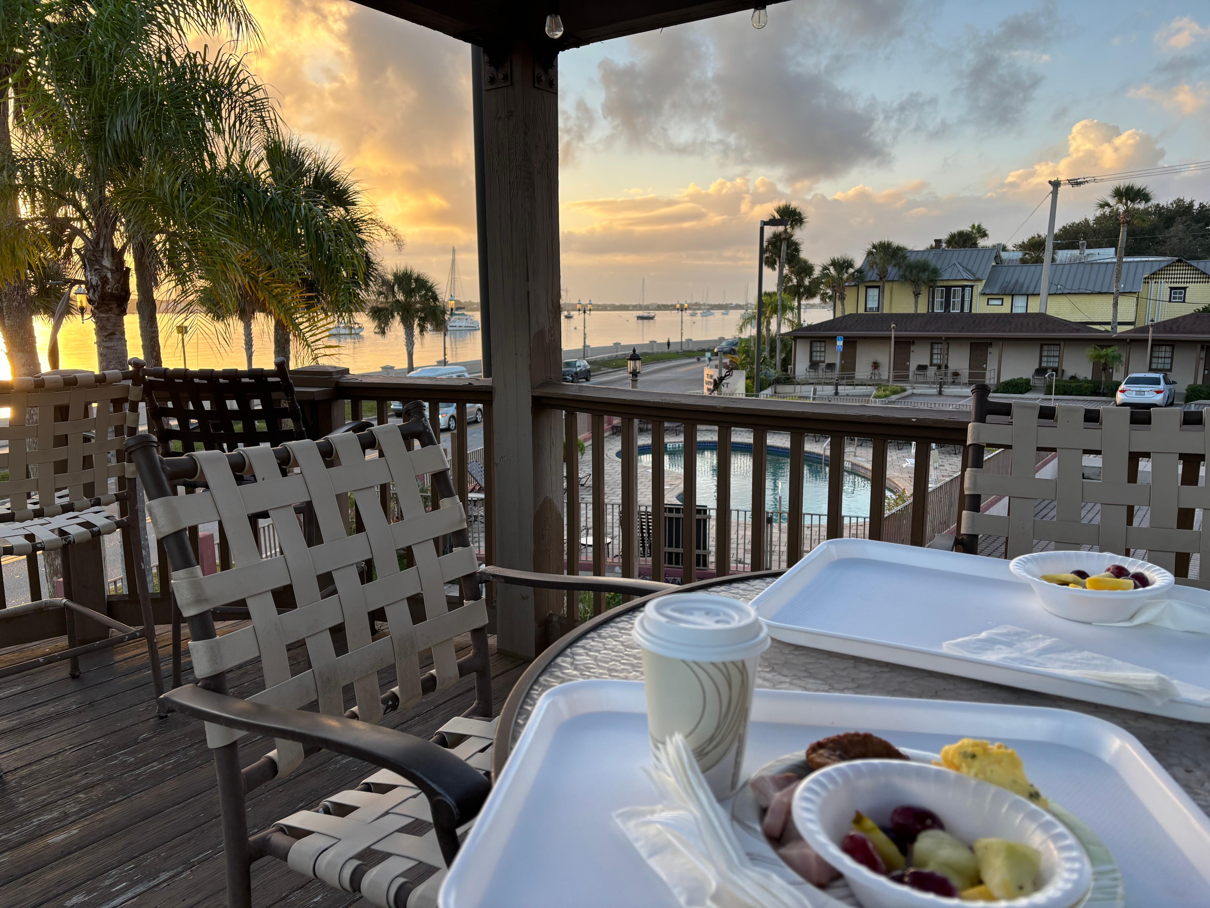 Morning breakfast on the gazebo upper deck