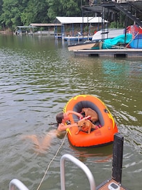 Pups in the raft we brought up