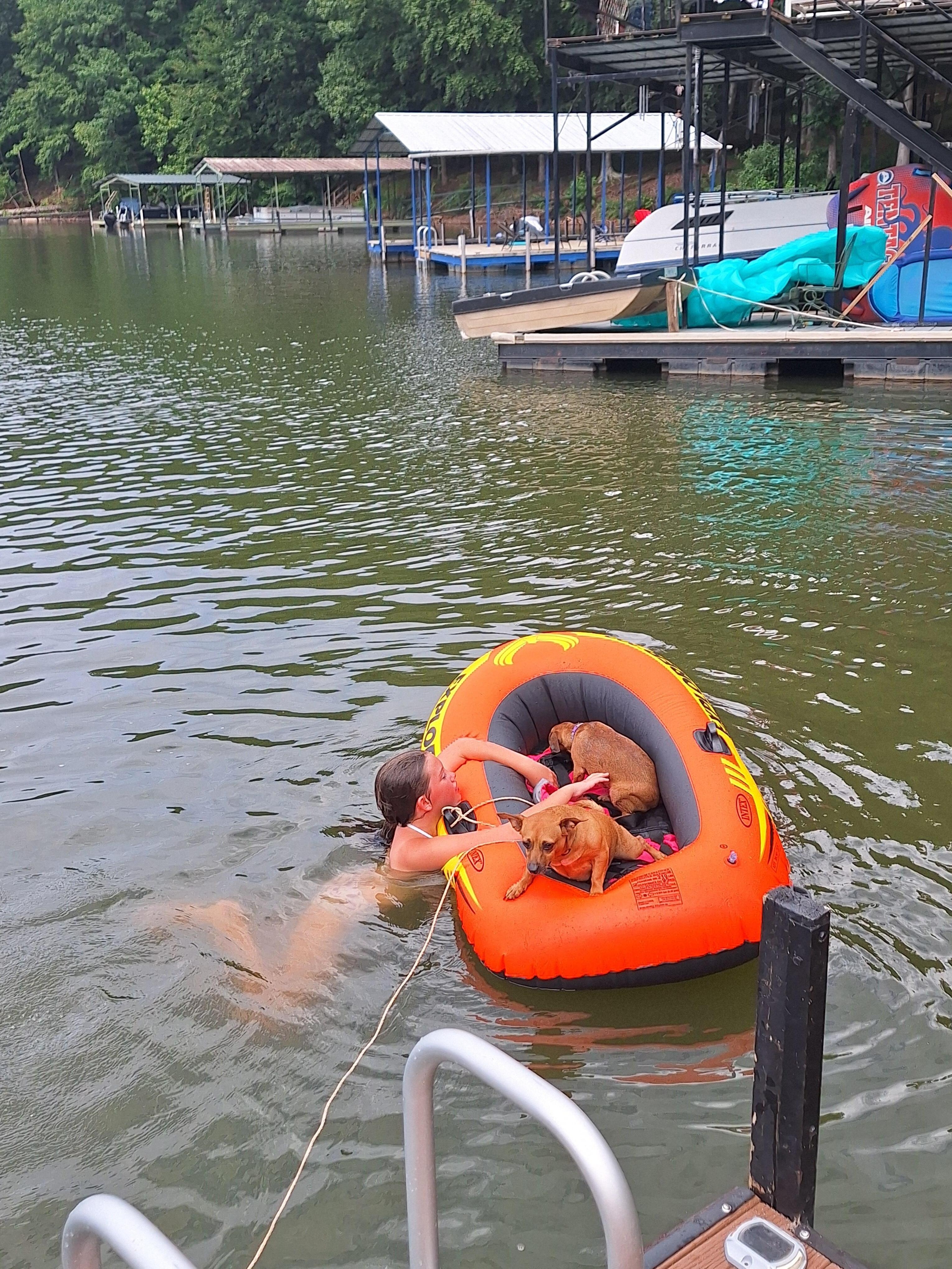 Pups in the raft we brought up