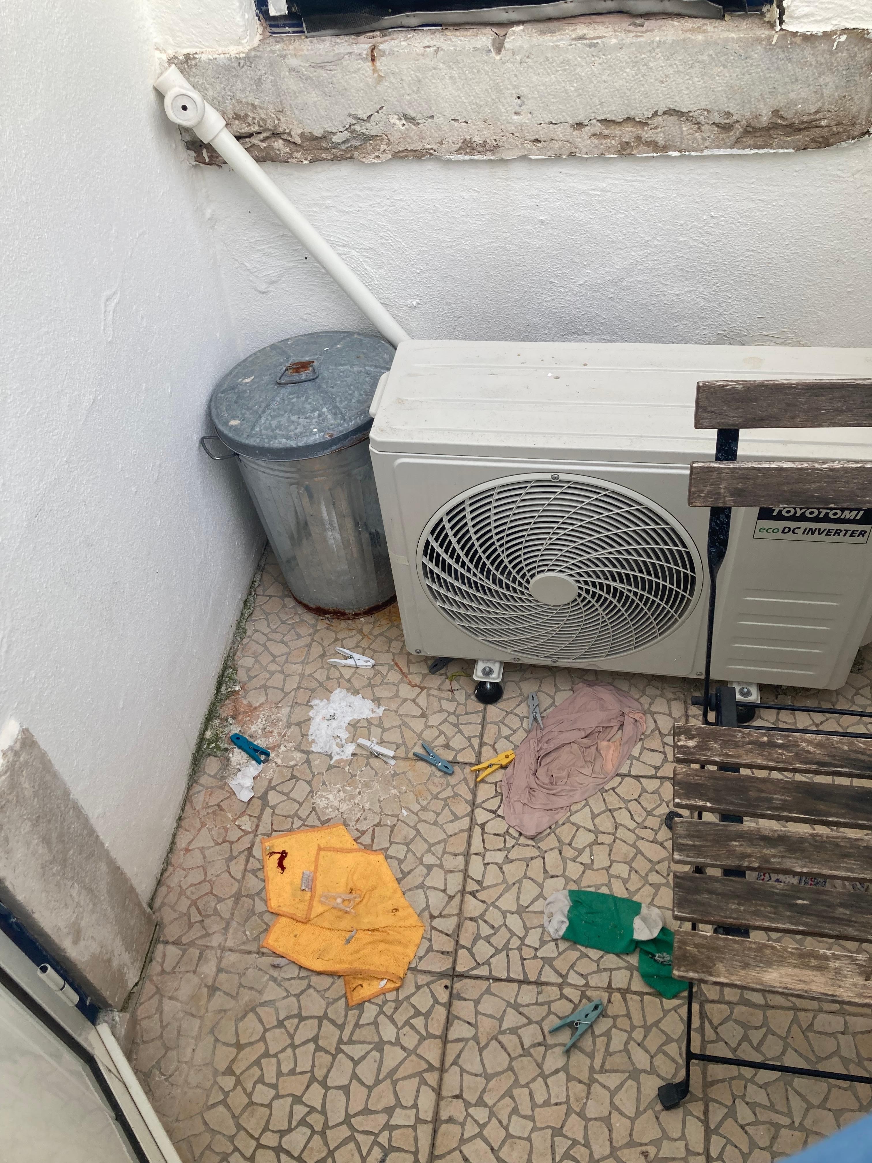 Patio is tiny and filthy