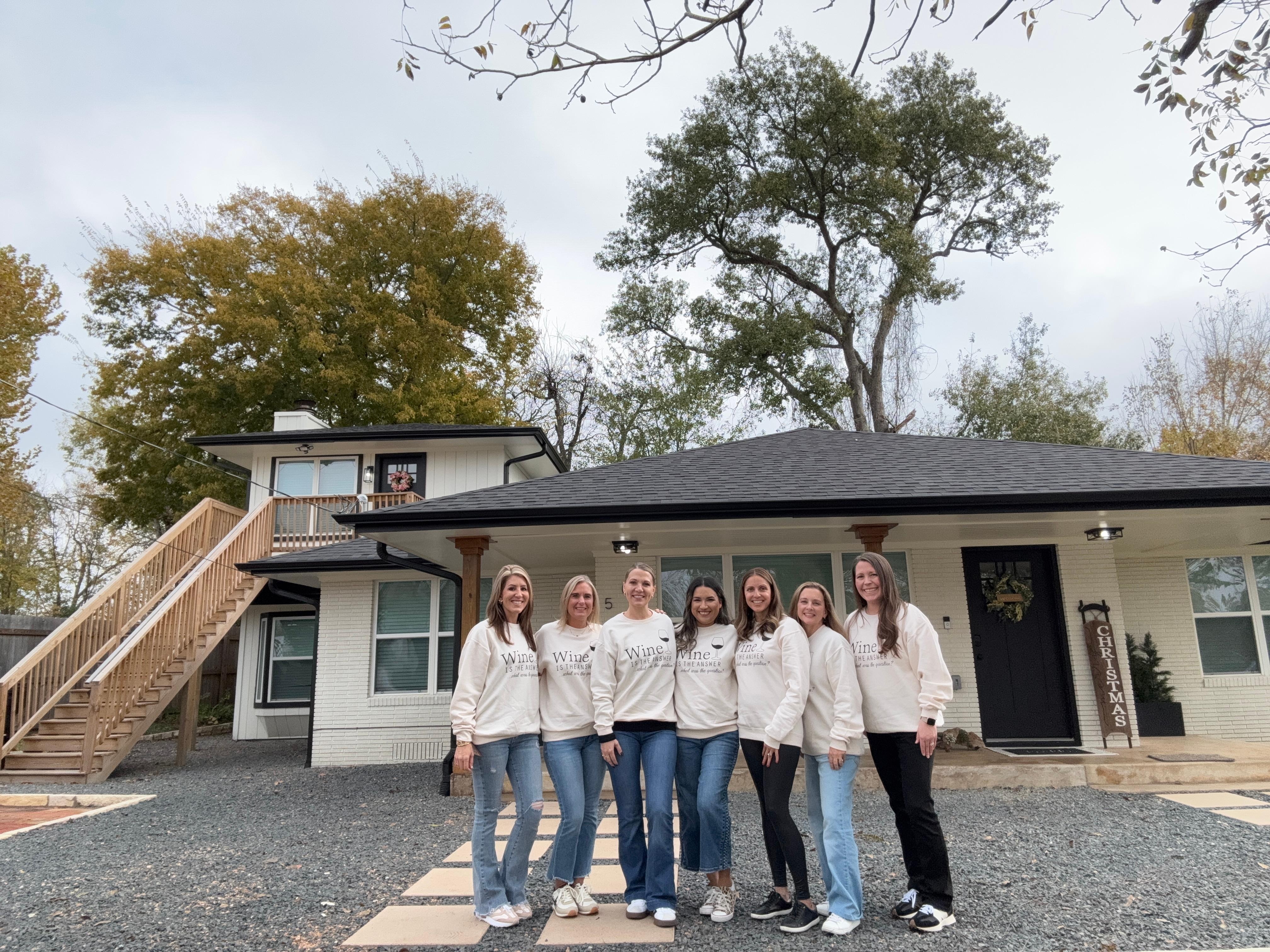 In front of the house!