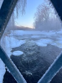 Morning mist and frost from the falls