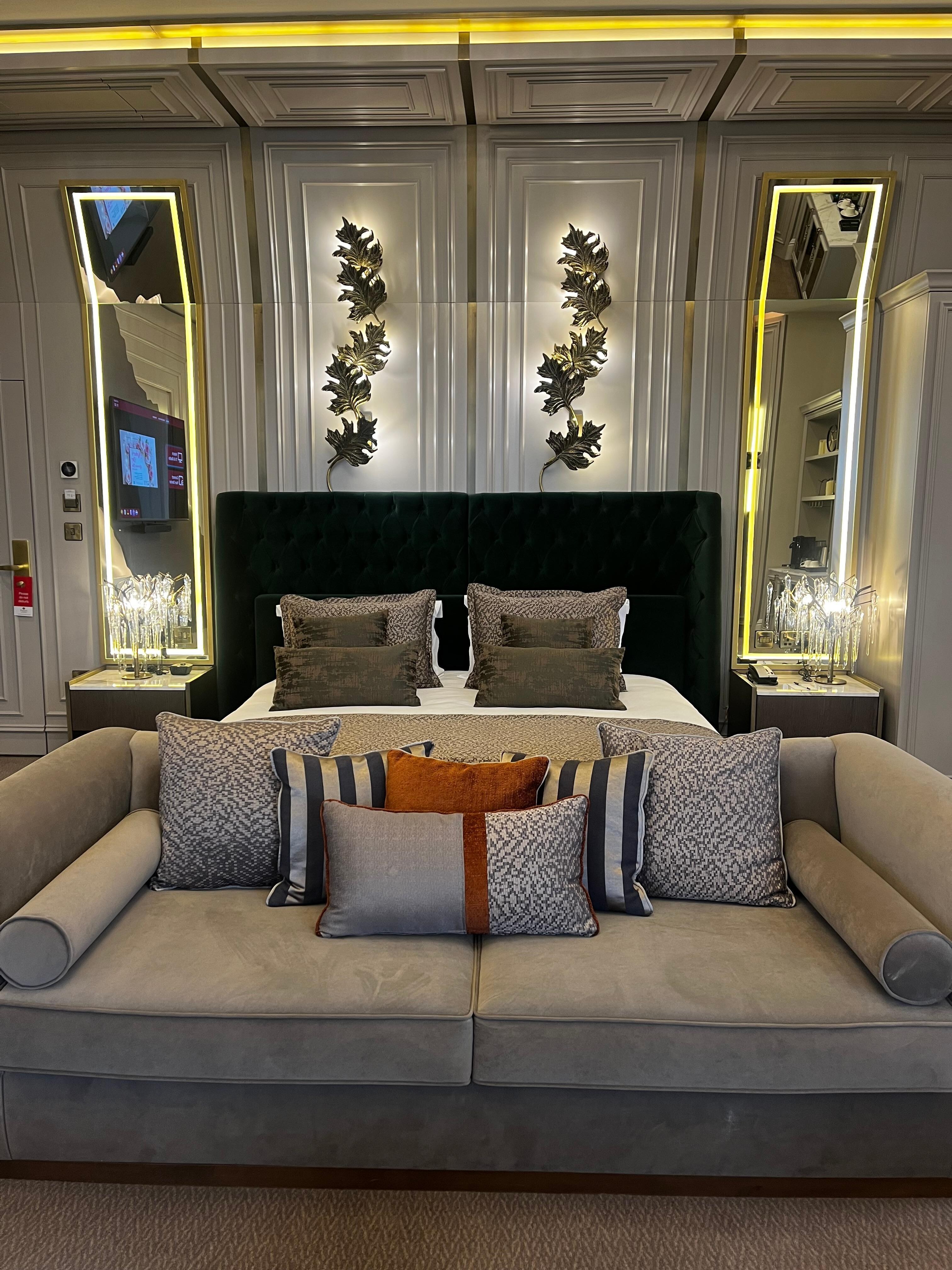 A beautiful bed in the Presidential Suite