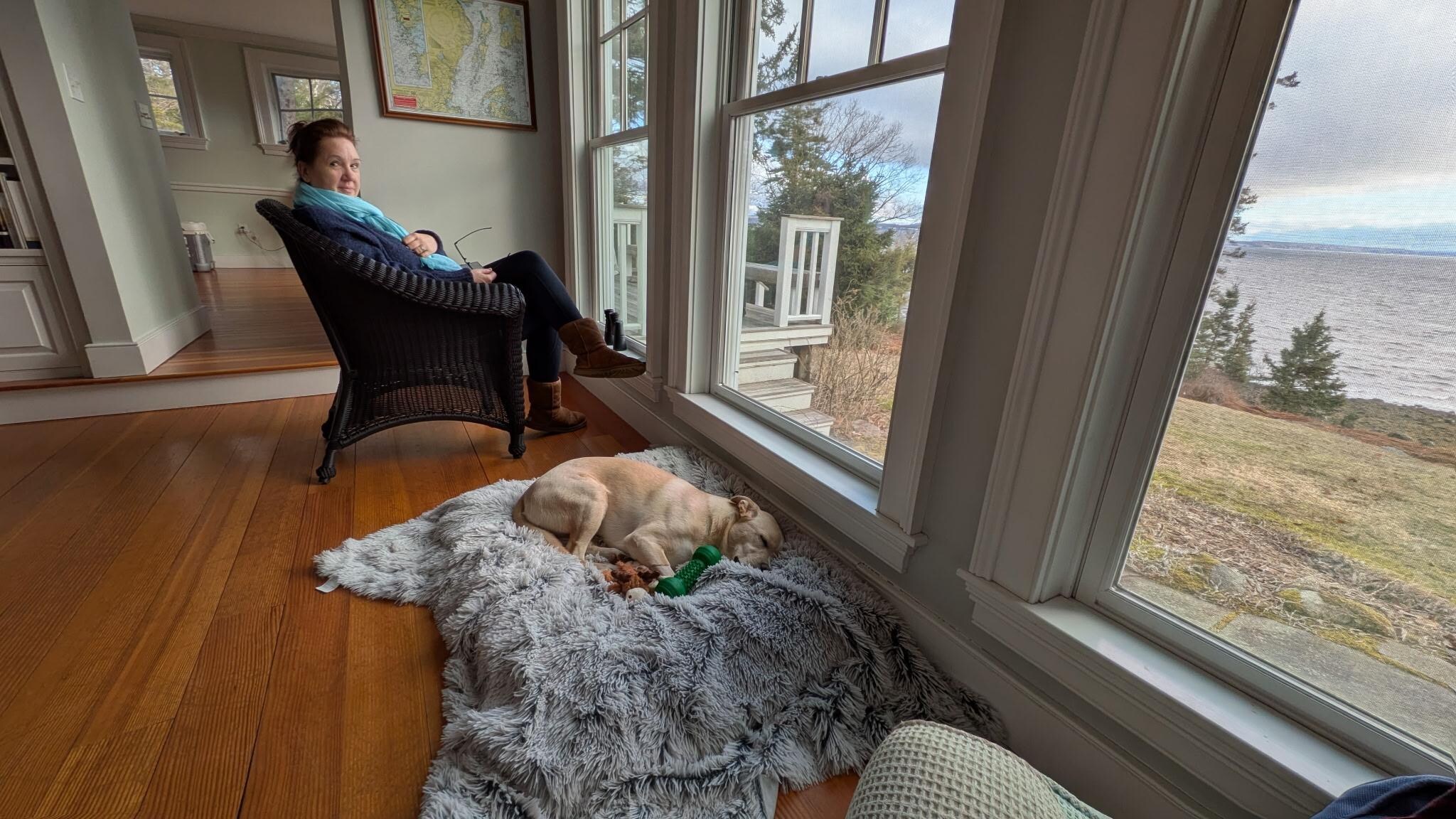 Relaxing in front of the giant windows! 