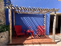 Sun chairs in the courtyard garden