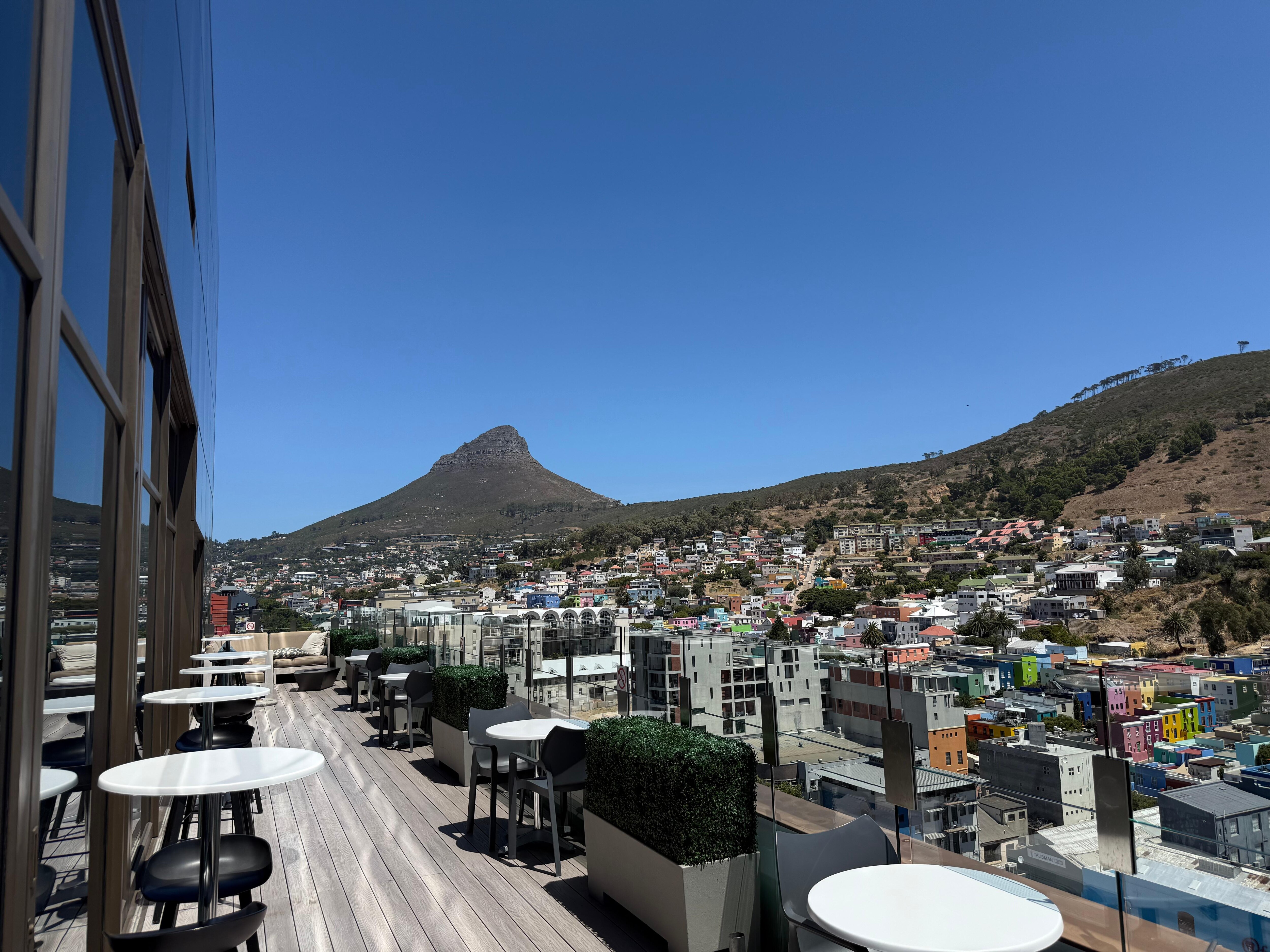 Rooftop bar view of Table Mountain