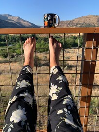 Morning coffe with beautiful view.