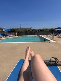 Pool area, the back corner to the right was the “second pool”—a kiddie pool