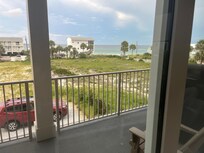 View from the main floor off of the dining room and family room