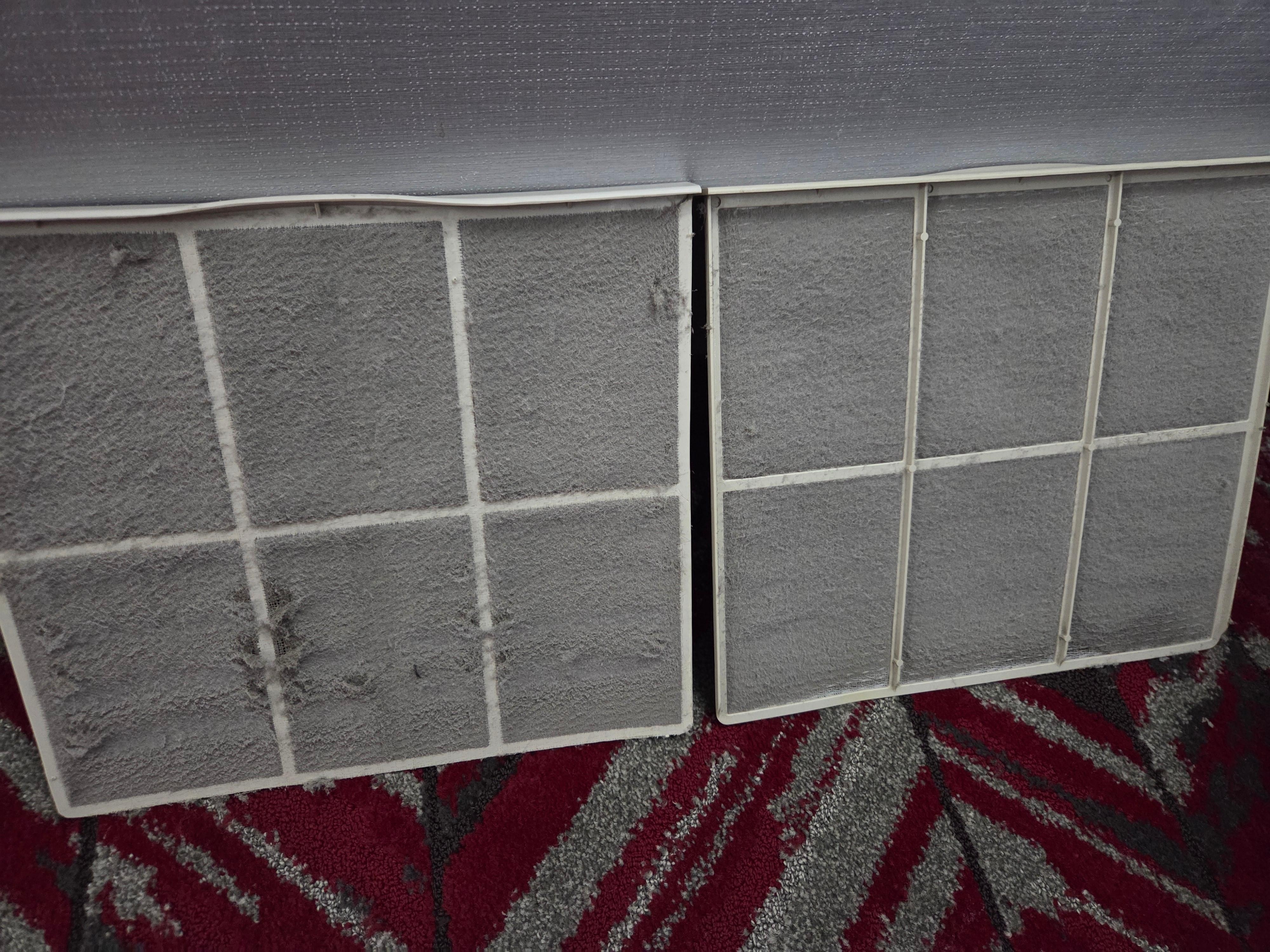 The filters on the AC units were caked with dust and dirt. They clearly hadn't been rinsed in a very long time.