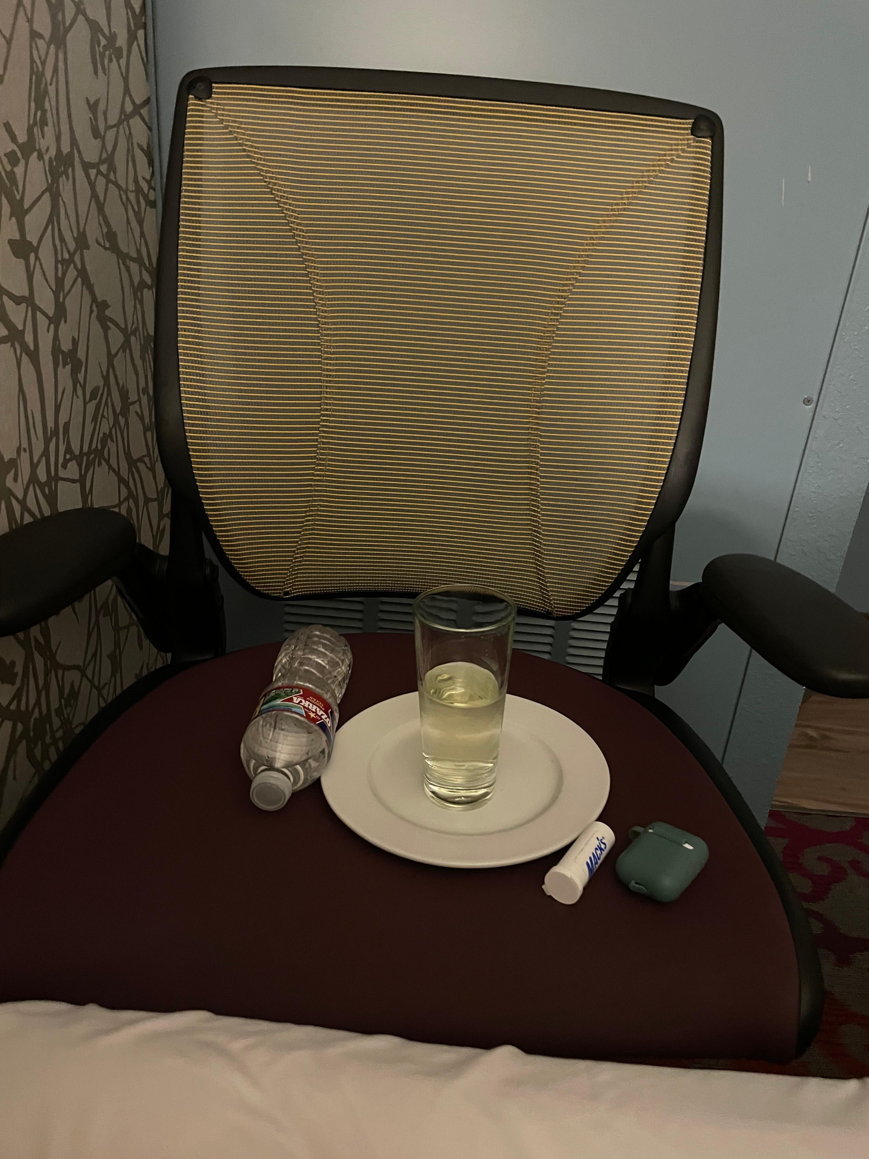 Office chair as a nightstand 