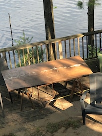 Picnic table split in half