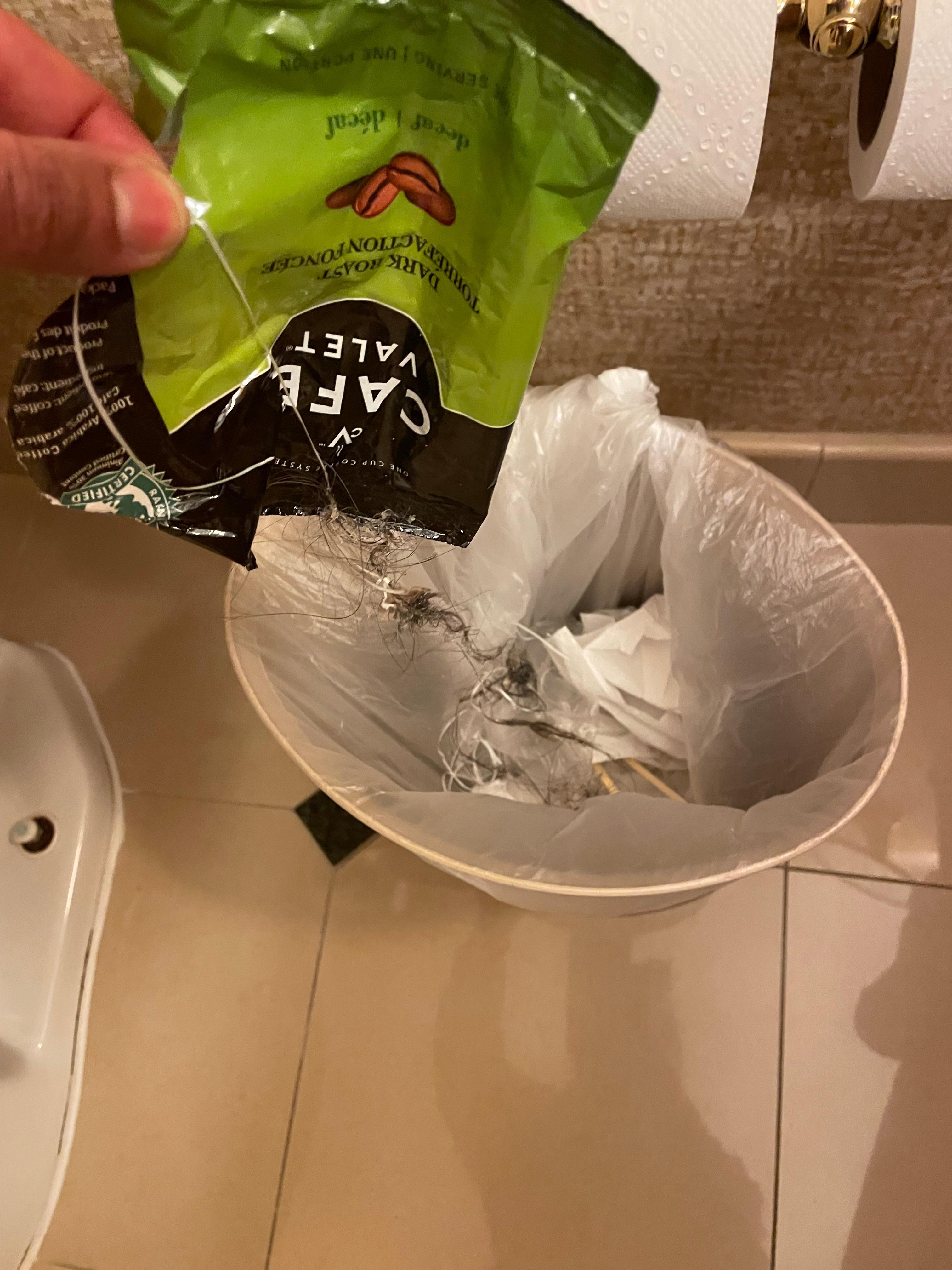 Hair removed from the tub stopper