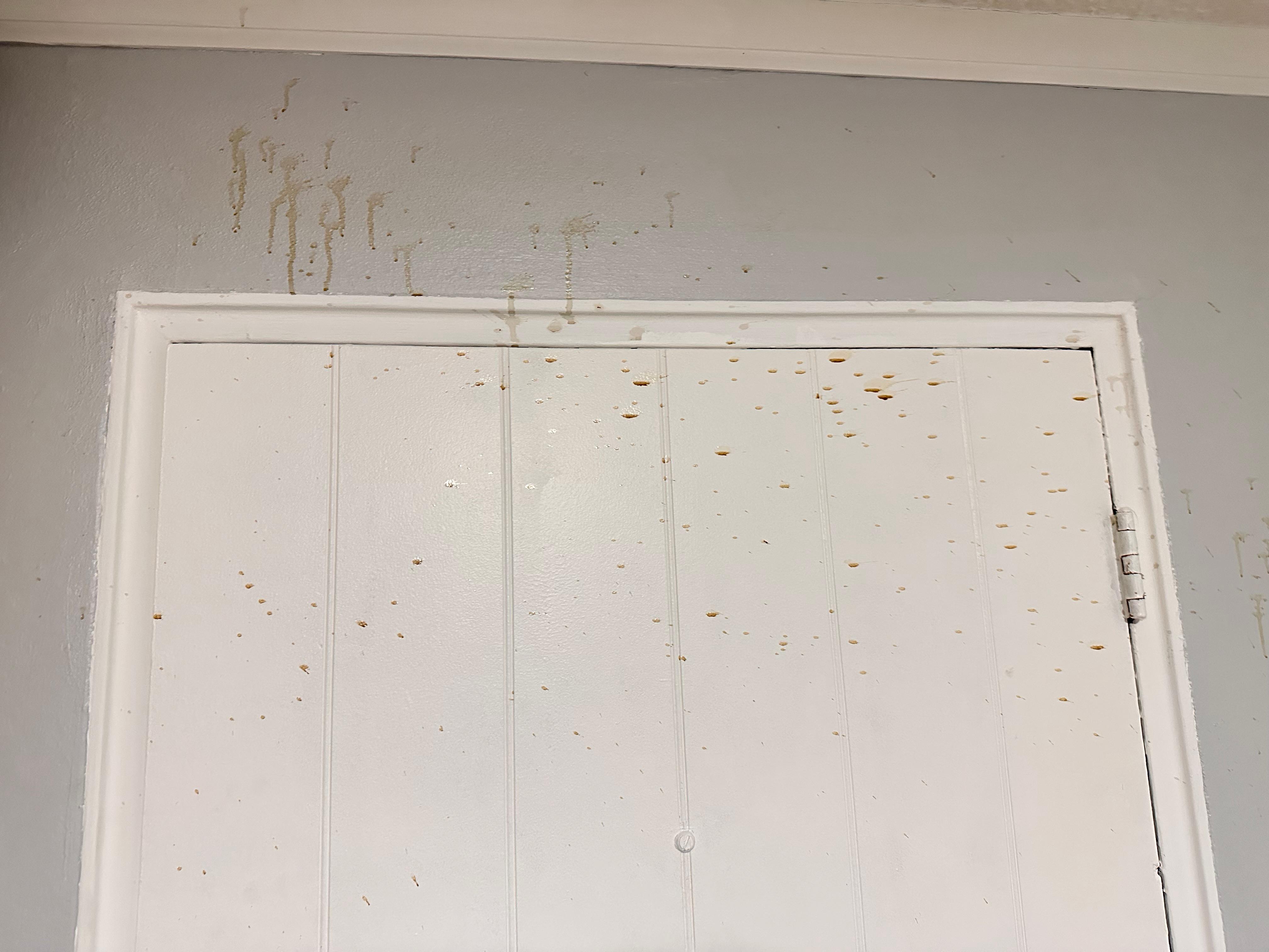 Drinks sprayed against the wall