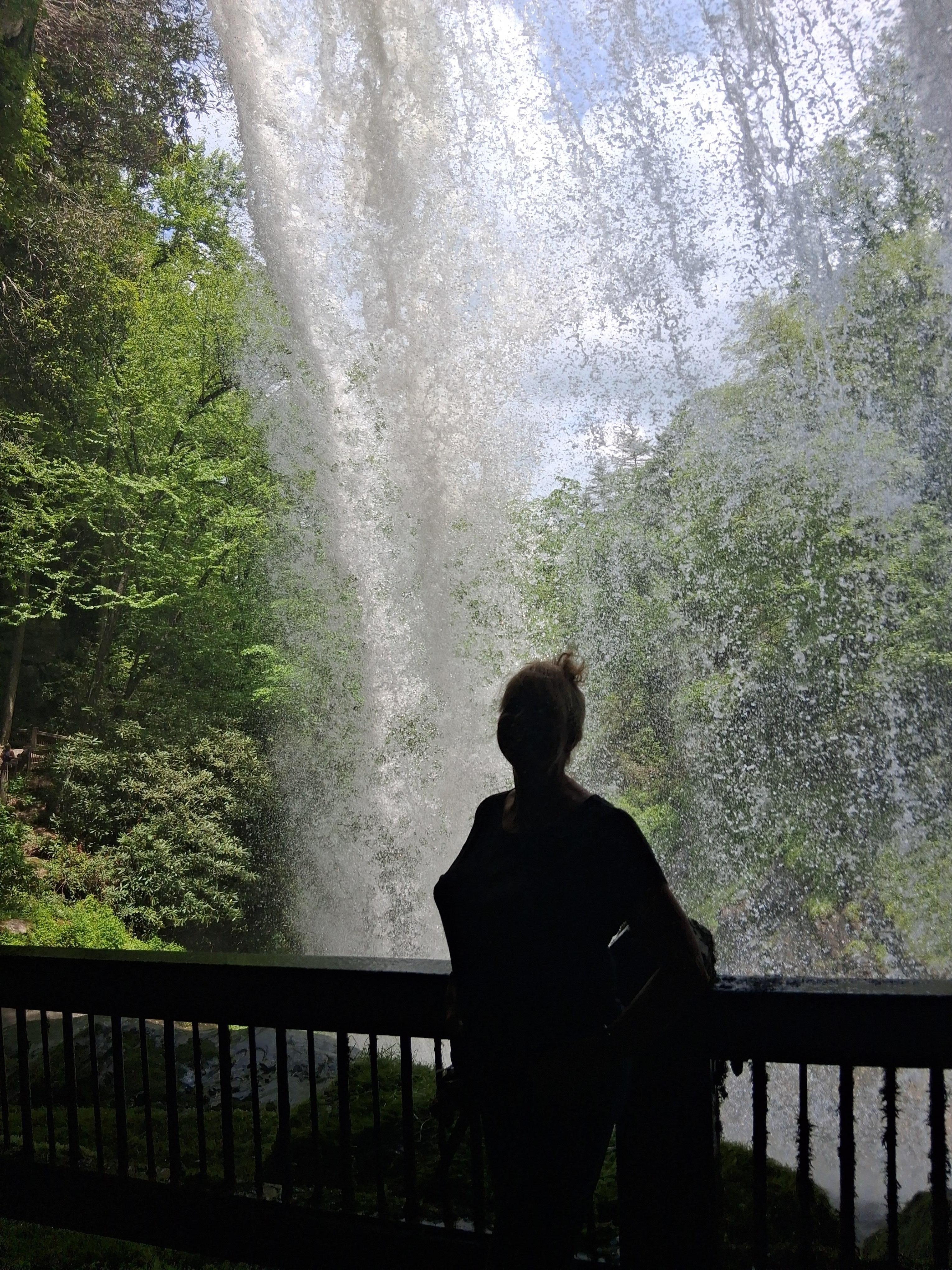 Naomi behind the falls. Glorious!