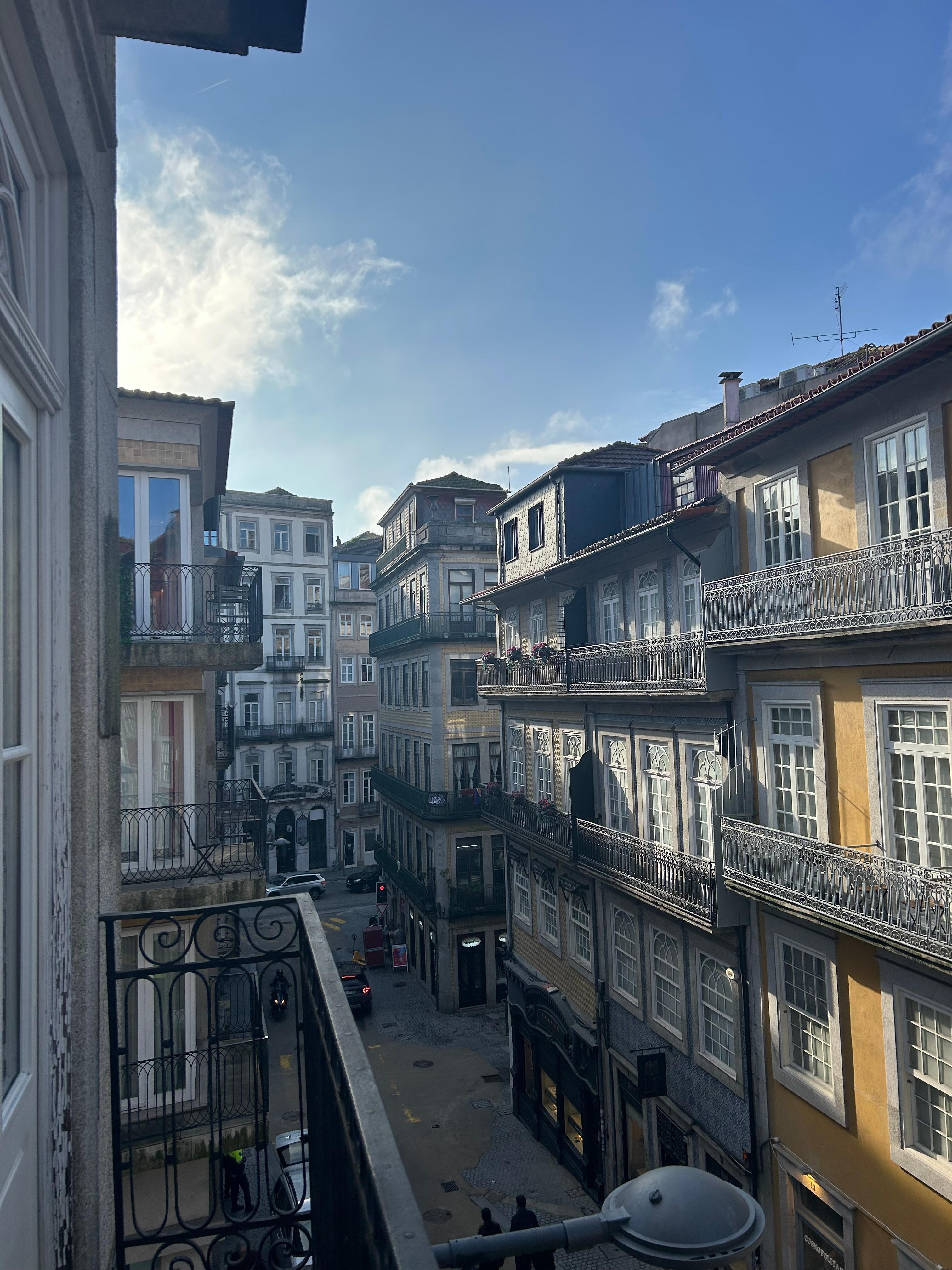Looking down the street towards the Douro River