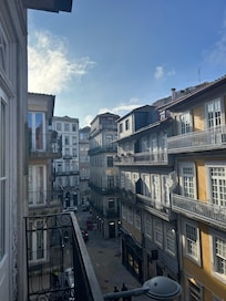 Looking down the street towards the Douro River