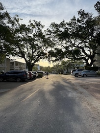 A look from Demere, down Beach road with the ocean on the right, our unit down on the left.